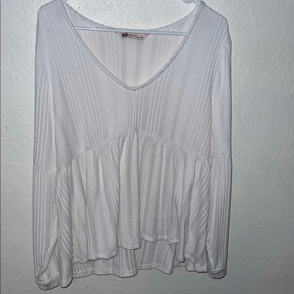 SO Women's White V-Neck Top